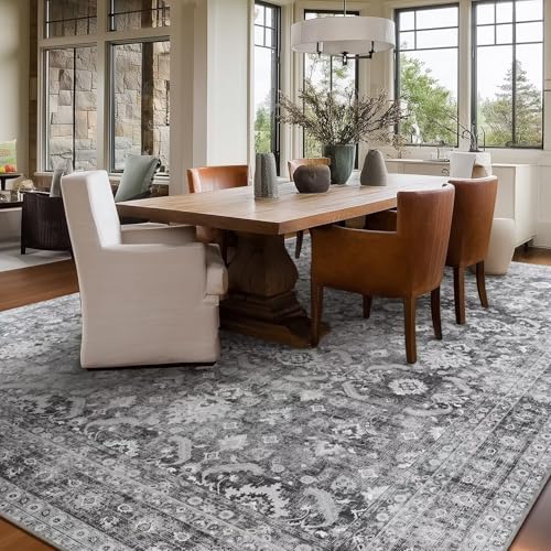 Washable 8x10 Area Rugs for Living Room Bedroom, Charcoal/Grey - color: Charcoal/Grey, size: 8' x 10' (Rectangular)