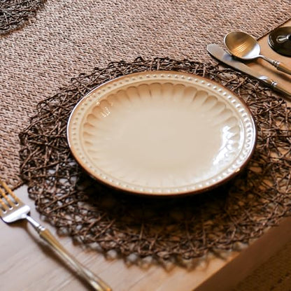 AHHFSMEI Paper Braided Round Placemats Set of 12 Natural Non-Slip Heat Resistant Table Mats for Dining Tables Woven Indoor & Outdoor Place mats(Coffee,12) - color: Coffee