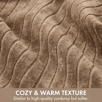 MIULEE Set of 2 Cocoa Brown Textured Striped Throw Pillow Covers 18x18 Inch - color: Cocoa Brown, size: 18" x 18" (Pack of 2)