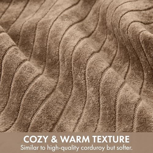MIULEE Set of 2 Cocoa Brown Textured Striped Throw Pillow Covers 20x20 Inch - color: Cocoa Brown, size: 20" x 20" (Pack of 2)