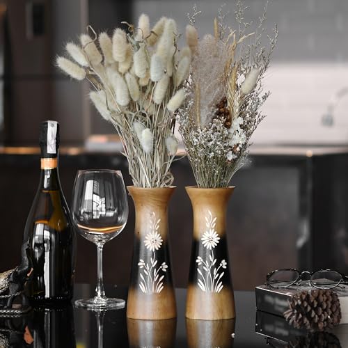 Aeravida Rich and Natural Flower Mango Tree Wood Flower Vase (2 PCS) | Modern Farmhouse Home Décor | Kitchen Bedroom Living Room Home Decoration - size: 2PCS