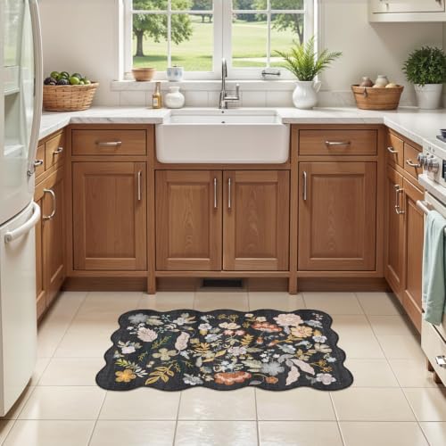 Bathroom Rugs 30x20 Bath Mat: Boho Washable Low-Pile Thin Door Mat Black - color: Black, size: 1'7" x 2'6" (Rectangular)