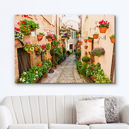 wall26 Canvas Print Wall Art Floral Botanical Garden Italian Alley Nature Wilderness Photography Realism Rustic Scenic Landscape Earth Panorama Colorful for Living Room, Bedroom, Office - 12"x18" - color: A05-2205-irs28, size: 18"L x 12"W