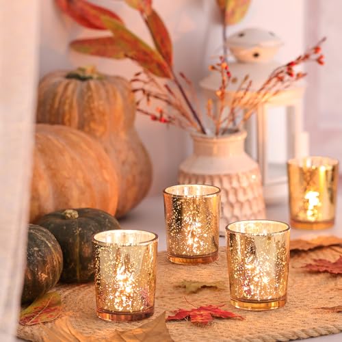 Volens Gold Party Decorations 72pcs, Mercury Glass Votive Candle Holders - color: Gold--72pcs