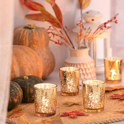 Volens Gold Party Decorations 72pcs, Mercury Glass Votive Candle Holders - color: Gold--72pcs