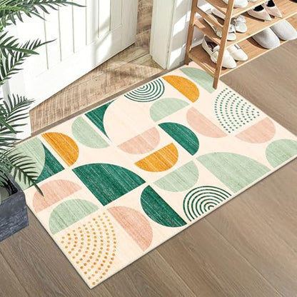 MUJOO Green Small Rug Washable,Boho Area Rugs Non Slip Modern Abstract - color: Green and Yellow, size: 2' x 3' (Rectangular)