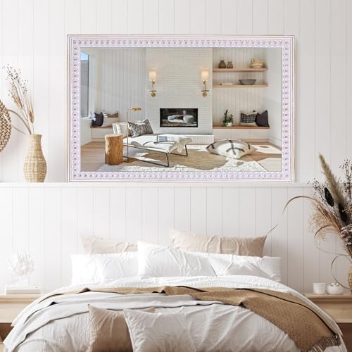 36x24 Inch Rectangle Wall Mirror, Wooden Rectangular Bathroom Mirrors - color: Style 2