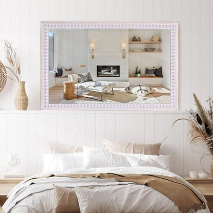 36x24 Inch Rectangle Wall Mirror, Wooden Rectangular Bathroom Mirrors - color: Style 2