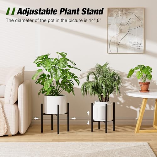 Urban Deco 2PK Adjustable Metal Plant Stand, Fits 8-14 Inch Pots, Black - size: 8-14inch 2PK