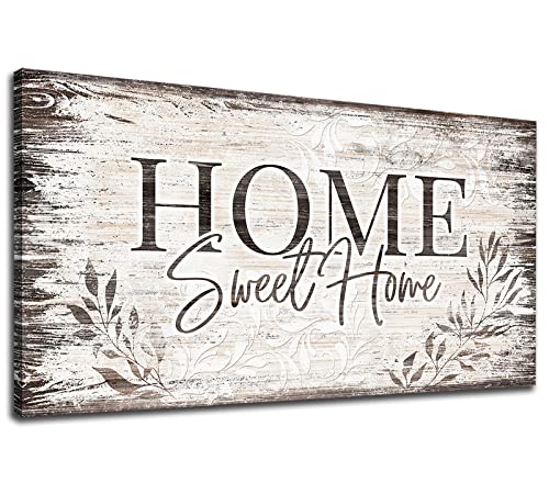 Home Sweet Home Wall Art Dark Brown Rustic Farmhouse Canvas Sign, 20"x40" - color: Home Sweet Home, size: 40"L x 20"W