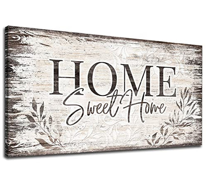 Home Sweet Home Wall Art Dark Brown Rustic Farmhouse Canvas Sign, 20"x40" - color: Home Sweet Home, size: 40"L x 20"W