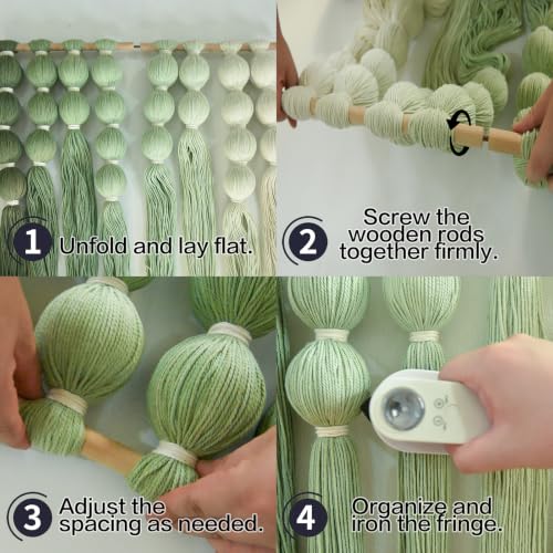 IOWER Macrame Wall Hanging Green Boho Fiber Art Wall Decor 27" W*31" L - color: Green1
