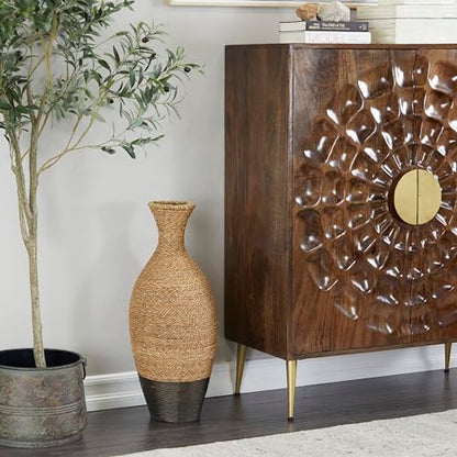 Deco 79 Seagrass Handmade Decorative Vase Tall Woven Floor Centerpiece Vase, Vase for Home Decoration 11" x 11" x 27", Brown - size: 11" x 11" x 27"