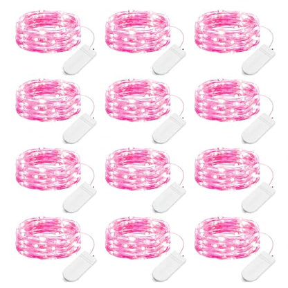 Brightown 12 Pack Valentine's Day Pink Fairy Lights Battery Operated - color: Pink, size: 12 PC