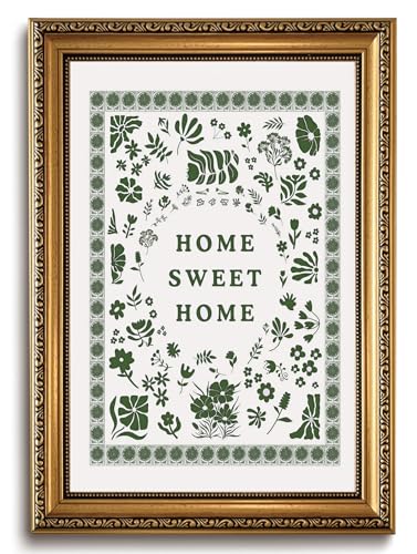 Vintage Gold Framed Wall Art Home Sweet Home Canvas Prints, 16x24in - color: home, size: 24"L x 16"W