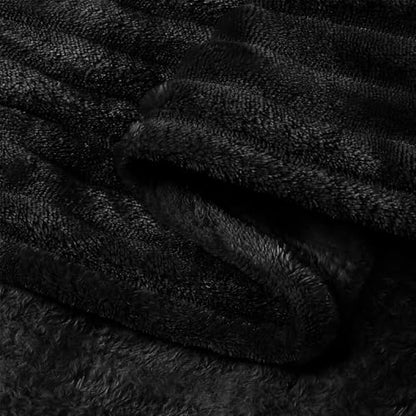 BEDELITE Ribbed Jacquard Black Fleece Throw Blanket for Couch, 50x60 Inch - color: Black, size: Throw(50"x60")