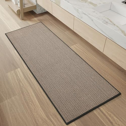 PADOOR Non-Slip Bathroom Runner Rug, Braided Long Bath Mat, 24''x47'' Black - color: Black, size: 24''x47'' Rectangular