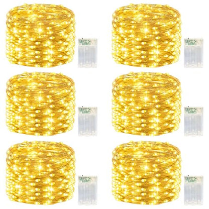 LitHome 6 Pack Warm White Fairy Lights Battery Operated, Each 20 FT 60 LED - color: Warm White, size: 6 Pack