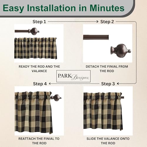 Park Designs Wicklow Buffalo Check Valance 113-47B - color: Black Valance