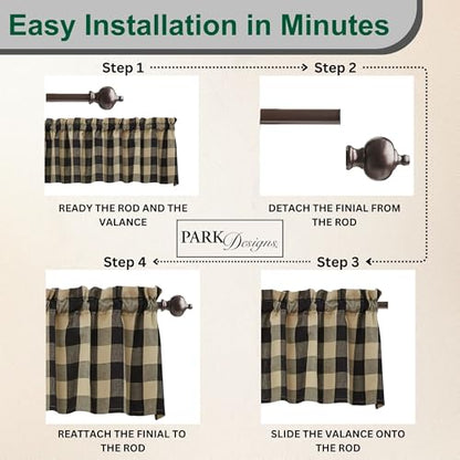 Park Designs Wicklow Buffalo Check Valance 113-47B - color: Black Valance