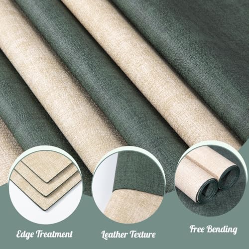 SUEH DESIGN Leather Placemats Table Mats Set of 6, Dark Green and Beige - color: A: Dark Green & Beige