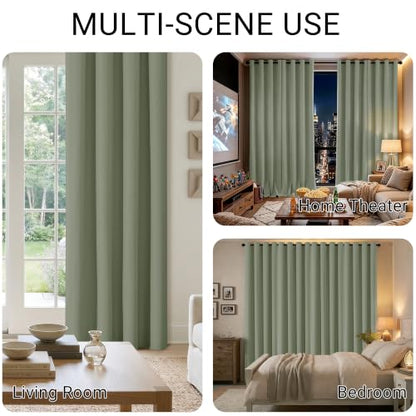 ChrisDowa Sage Green Blackout Curtains 45 Inches Long 2 Panels for Bedroom - color: Sage Green, size: 52"W x 45"L (Pack of 2)