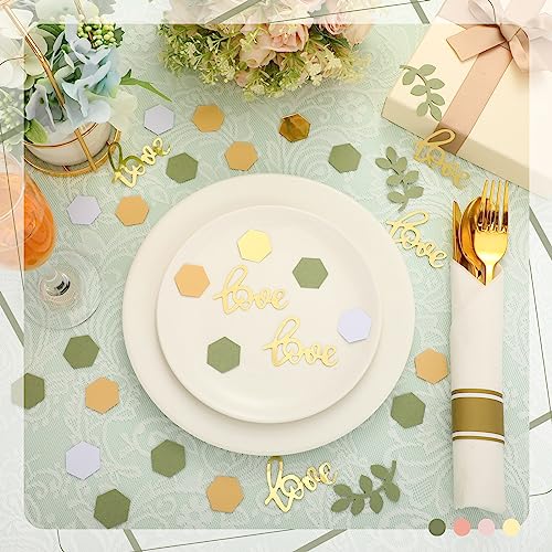 Kathfly 500 Pcs Greenery Wedding Table Confetti, Blush‑sage - color: Gold, Tea Green, Nude, White