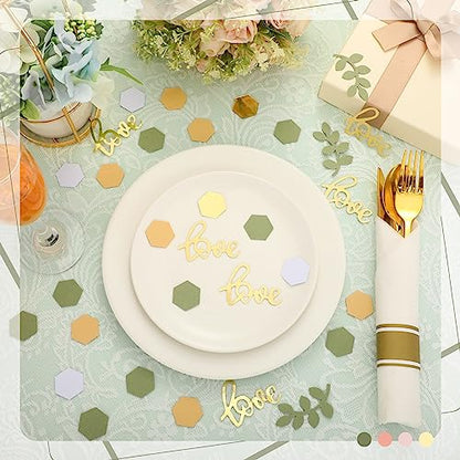 Kathfly 500 Pcs Greenery Wedding Table Confetti, Blush‑sage - color: Gold, Tea Green, Nude, White