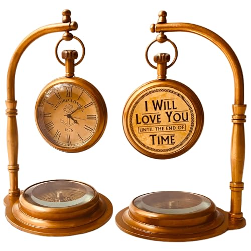 ALADEAN Personalized TableClock Compass Engraved (Custom Engraved) - style: Custom Engraved