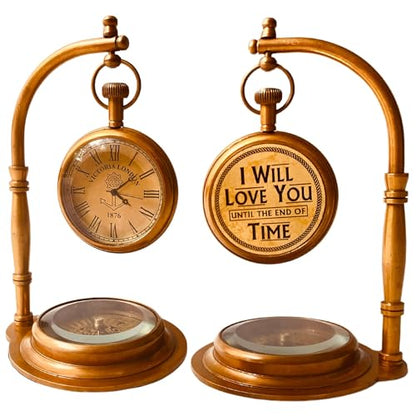 ALADEAN Personalized TableClock Compass Engraved (Custom Engraved) - style: Custom Engraved