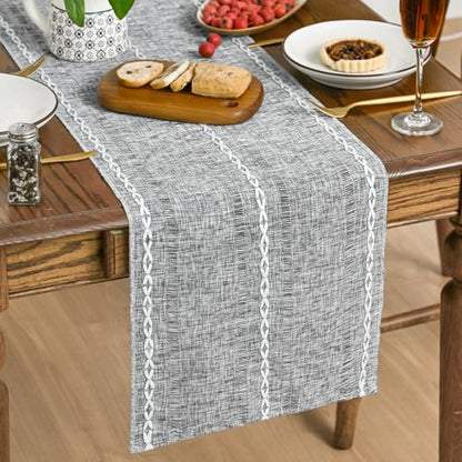 Artoid Mode Dark Grey Rustic Cotton Linen Table Runner 13x36 Inch - color: Dark Grey, size: 13" x 36"