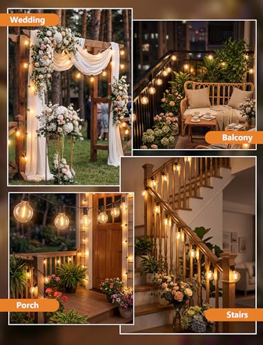 25Ft G40 LED Outdoor String Lights Waterproof with 27 Shatterproof Bulbs - color: Black, size: 25Ft