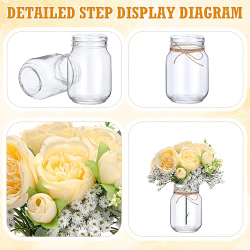 XunYee 10 Set Mason Jars for Centerpieces,Champagne,Peony, Gypsophila - color: Champagne, size: Peony, Gypsophila