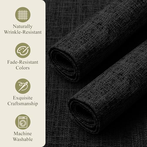 KXN Placemats Set of 4, Durable Dual-Layer Fabric Table Mats, Black - color: Black