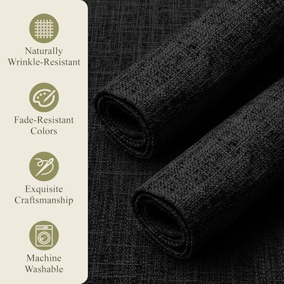 KXN Placemats Set of 4, Durable Dual-Layer Fabric Table Mats, Black - color: Black