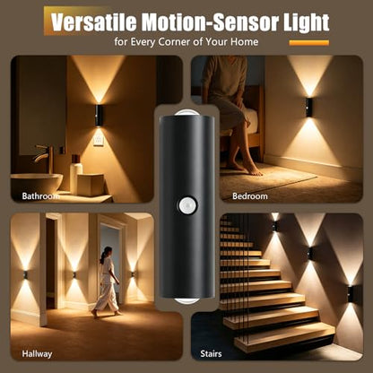 Motion Sensor Wall Light, Magnetic Rechargeable Wall Sconces - color: Black