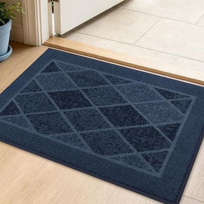 BEQHAUSE Dirt Trapper Door Mats 20" x 32", Non-Slip Washable, Navy Blue - color: Navy Blue/Multi Tone, size: 20" X 32" (Rectangular)