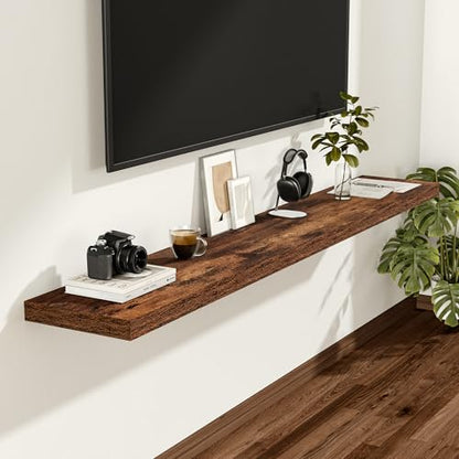 Vivelove 55x12 Floating Shelves 12 Inches Deep, Rustic Brown, Set of 2 - color: Rustic Brown, size: 55”wx12”dx1.5”h