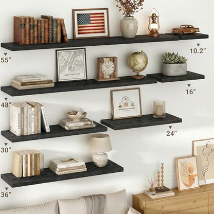 Vivelove 10 in Deep Floating Shelves 16” Set of 2, Black - color: Black, size: 15.7”wx10.2”dx1.5”h