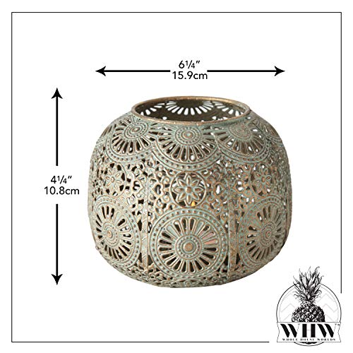 Moroccan Hurricane Candle Holder, Gold, 6.25 x 4.25 Inches