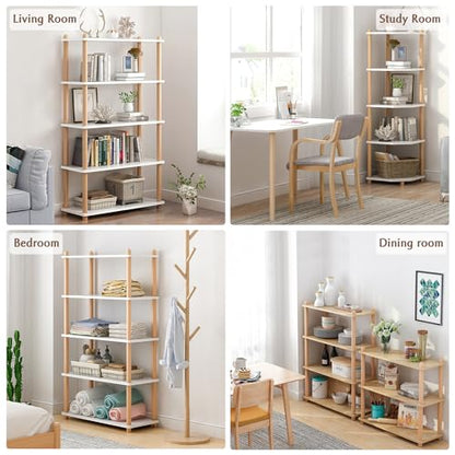 IOTXY 4-Tier Wooden Shelf Bookcase, Freestanding Open Bookshelf, White - color: White, size: 4-Tier