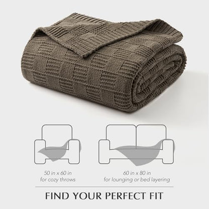 EVERGRACEHOME Modern Checkered Chenille Throw Blanket, 50x60, Mocha Brown - color: Mocha Brown, size: 50" X 60"