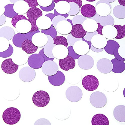 300pcs Glitter Purple Lavender White Confetti Graduation 2026 Gender Reveal Table Confetti Bridal Baby Shower Wedding Christmas Birthday Party Decoration Paper Dot Lasting Surprise - color: Purple Lavender White