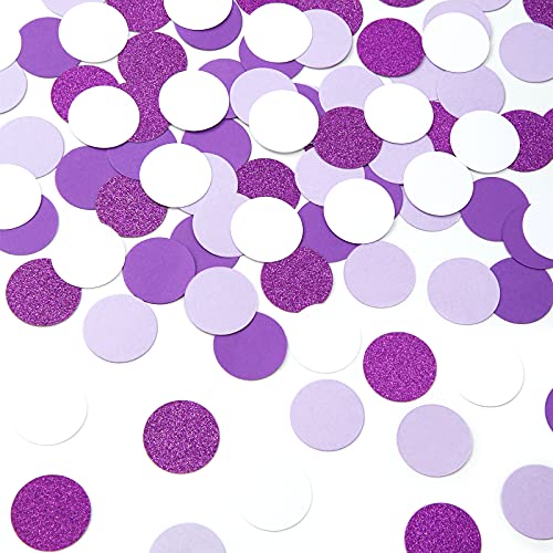 300pcs Glitter Purple Lavender White Confetti Graduation 2026 Gender Reveal Table Confetti Bridal Baby Shower Wedding Christmas Birthday Party Decoration Paper Dot Lasting Surprise - color: Purple Lavender White