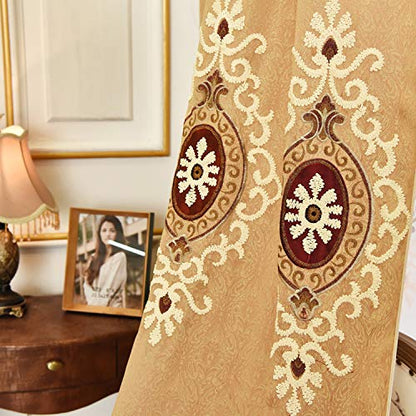 VOGOL Simple Chenille Curtains, Jacquard Blackout Window Elegance Drapes/Panels/Treatments for Bedroom Living Room, 54 x 96 Inches, Top Grommets, 2 Panels - color: Coffee-curtain, size: 54"W x 96"L (Pack of 2)