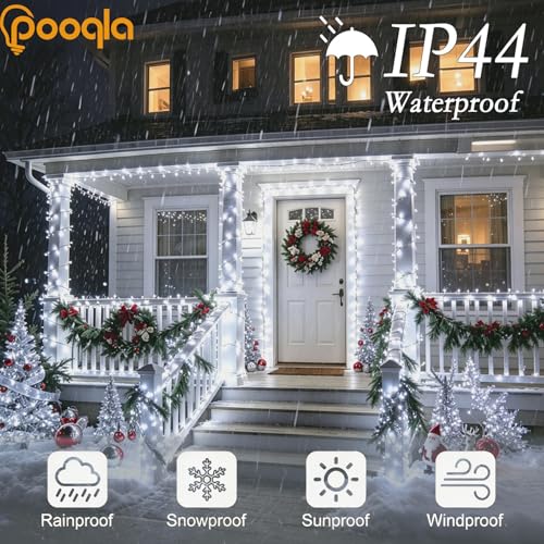 Pooqla Cool White Battery String Lights, 2x50 LED Christmas Fairy Lights - color: Cool White, size: 50 LED x2