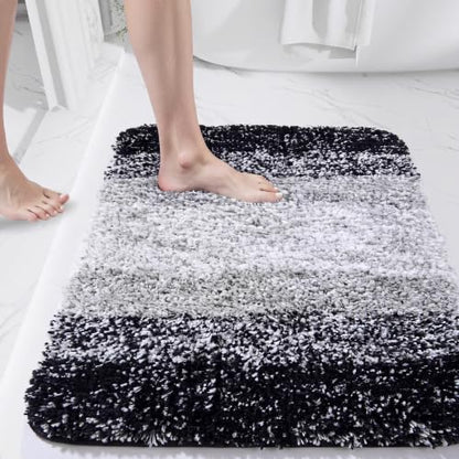 Bathroom Rugs,Soft Microfiber Shaggy Bath Mats, 30"x20" Black - color: Black, size: 1'8" x 2'8" (Rectangular)