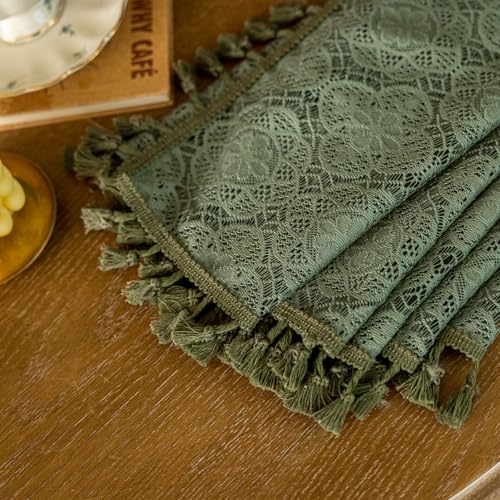 Sheer Boho Lace Curtains 84 Inches Long, Olive Green, Set of 2 Panels - color: Olive Green, size: 59"W x 84"L (Pack of 2)