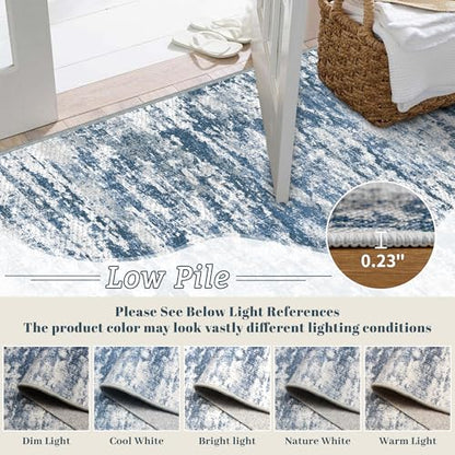 Entryway Runner Rug 2x4 ft, Non Slip Carpet Runner, Blue - color: Abstract-blue, size: 2' x 4' (Runner)