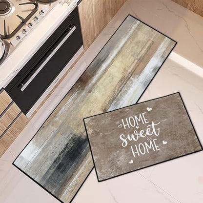 Kitchen Rugs Set of 2 Non Slip WashableFarmhouse Rustic Abstract - color: Rustic Farmhouse